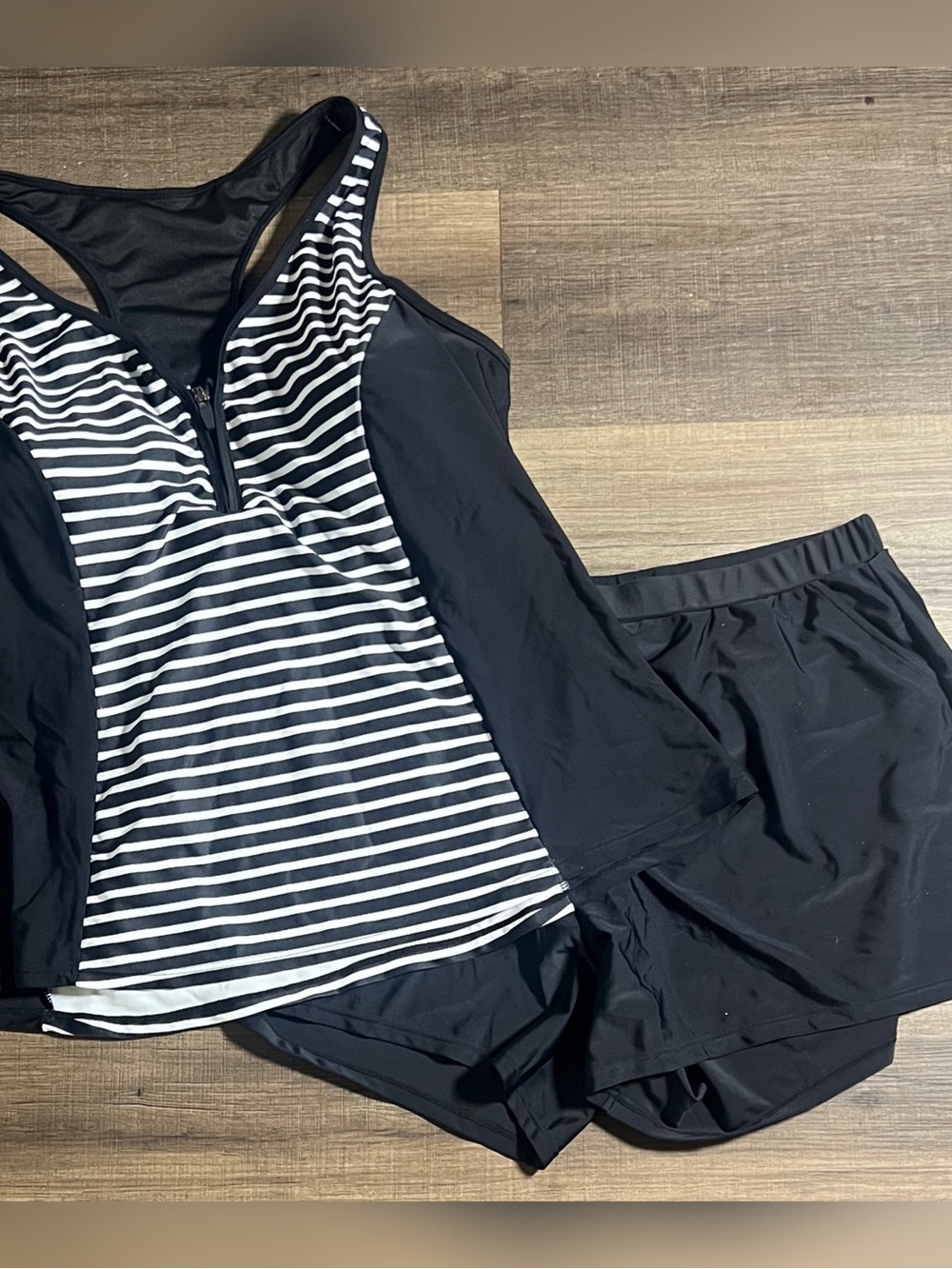 Women’s MeetCurve Black & White Tankini With Shorts Two Piece Swim Set